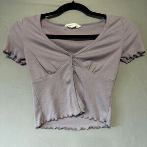 Aeropostale Womens Babydoll Cropped Cardigan Size XS Purple Preppy Y2K Frills